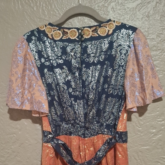 Anthropologie Navy and Gold Embroidered Jacket Size 4 - Picture 8 of 16